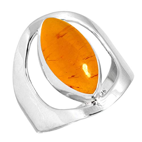 Jeweloporium Orange Bernstein 925 Silber Ringe für Frauen Edelstein Cocktail Silber Ringe Größe 56(17.8) Ostern Geschenk viktorianisch Schmuck von Jeweloporium