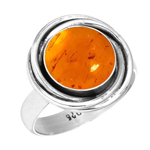 Jeweloporium Orange Bernstein 925 Sterling Silber Ringe für Damen mit Stein Cocktail Silber Ringe Größe 57(18.1) Ostern Geschenk viktorianisch Schmuck von Jeweloporium