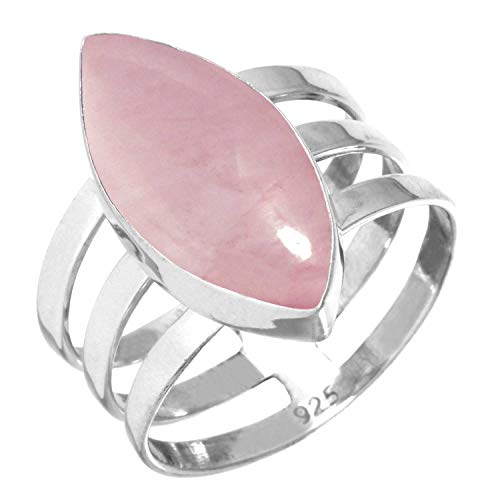 Jeweloporium Rosa Rosenquarz 925 Silber Ringe für Damen mit Stein viktorianisch Silber Ringe Größe 58(18.5) Valentinstag - Geschenk Handgefertigt Schmuck von Jeweloporium