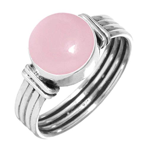 Jeweloporium Rosa Rosenquarz 925 Silber Ringe für Frauen Edelstein Cocktail Silber Ringe Größe 52(16.6) Muttertag Geschenk viktorianisch Schmuck von Jeweloporium