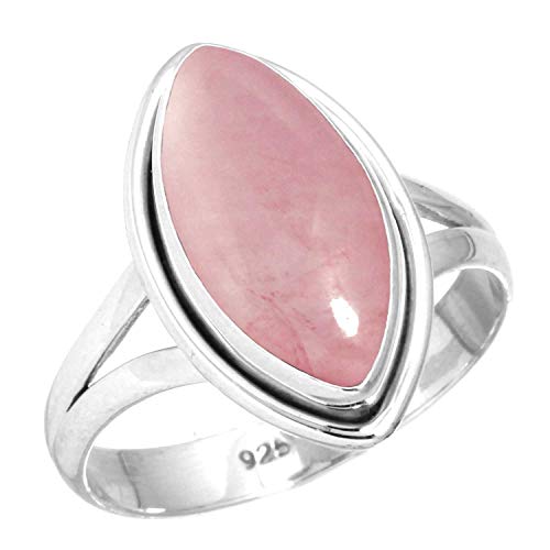 Jeweloporium Rosa Rosenquarz 925 Silber Ringe für Frauen Edelstein Cocktail Silber Ringe Größe 60(19.1) Jubiläum - Geschenk viktorianisch Schmuck von Jeweloporium