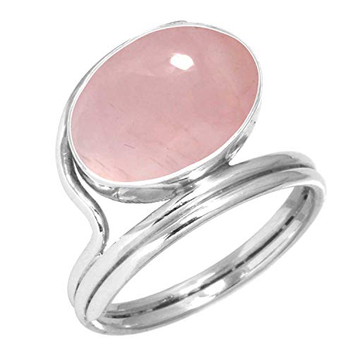 Jeweloporium Rosa Rosenquarz 925 Silber Ringe für Frauen Edelstein viktorianisch Silber Ringe Größe 58(18.5) Hochzeit Geschenk Handgefertigt Schmuck von Jeweloporium