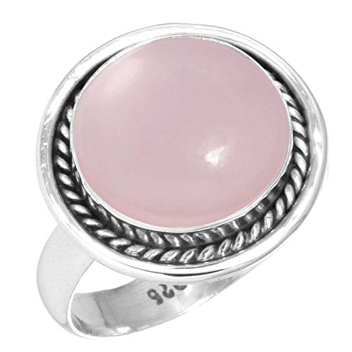 Jeweloporium Rosa Rosenquarz 925 Sterling Silber Ringe für Damen Edelstein viktorianisch Silber Ringe Größe 65(20.7) Geburtstag Geschenk Handgefertigt Schmuck von Jeweloporium