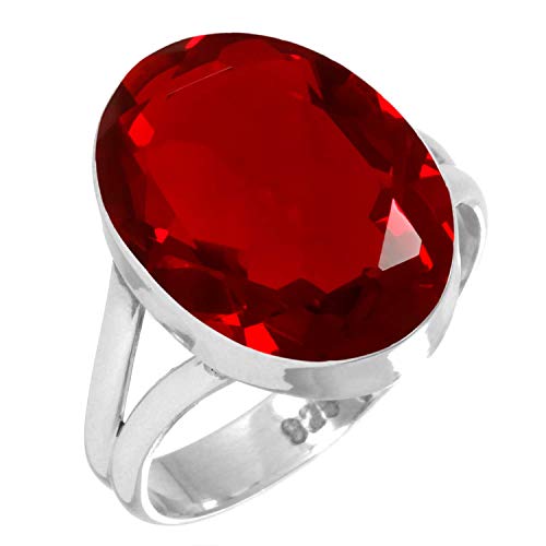 Jeweloporium Rot Rubin simuliert 925 Silber Ringe für Frauen Edelstein Cocktail Silber Ringe Größe 60(19.1) Engagement Geschenk viktorianisch Schmuck von Jeweloporium
