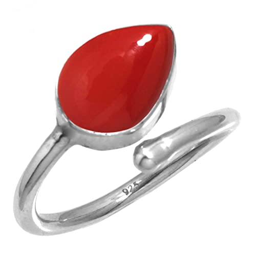 Jeweloporium rot Stein 925 Silber Adjustable Toe Ring, Stein Boho Feet Body Schmuck Gift for Frau (98803_RS_T) von Jeweloporium