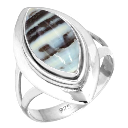 Natürlich Blau Opal Frau Schmuck 925 Sterling Silber Ring Größe 63 (20.1) (99133_BOP_R12) von Jeweloporium