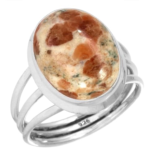 Natürlich Granat In Limestone Frau Schmuck 925 Sterling Silber Ring Größe 49 (15.6) (99111_GLM_R5) von Jeweloporium