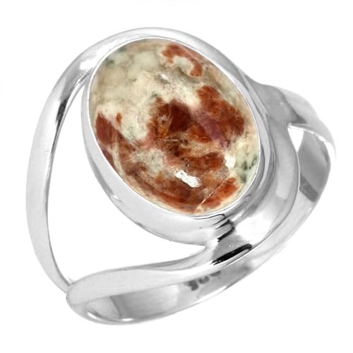 Natürlich Granat In Limestone Ring 925 Sterling Silber Handgemacht Schmuck Größe 62 (19.7) (99021_GLM_R11.5) von Jeweloporium
