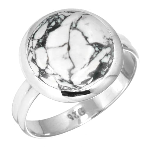 Natürlich Howlith Frau Schmuck 925 Sterling Silber Ring Größe 57 (18.1) (99047_HOW_R9) von Jeweloporium