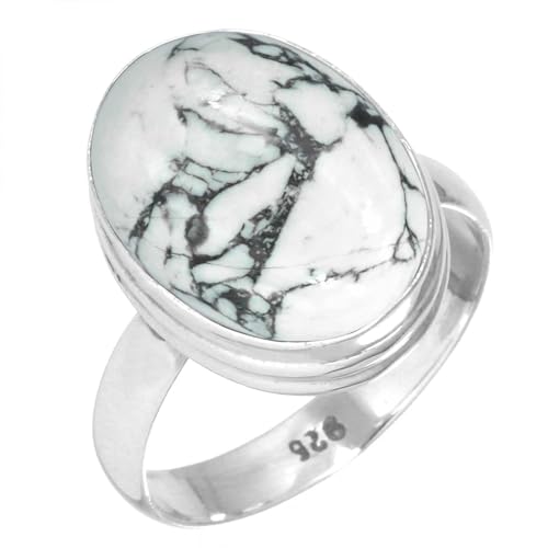 Jeweloporium Natürlich Howlith Ring 925 Sterling Silber Handgemacht Schmuck Größe 67 (21.3) (99033_How_R129) von Jeweloporium