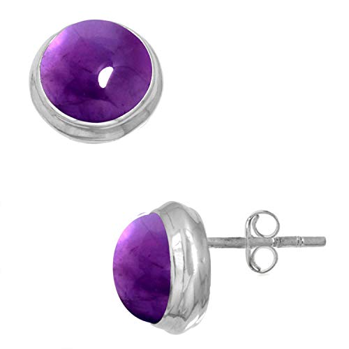 Jeweloporium 925 Silber Ohrring für Damen Violett Natürlich Amethyst Edelstein Handgefertigt Sílbern Ohrstecker Geburtstag Geschenk Mode Schmuck von Jeweloporium