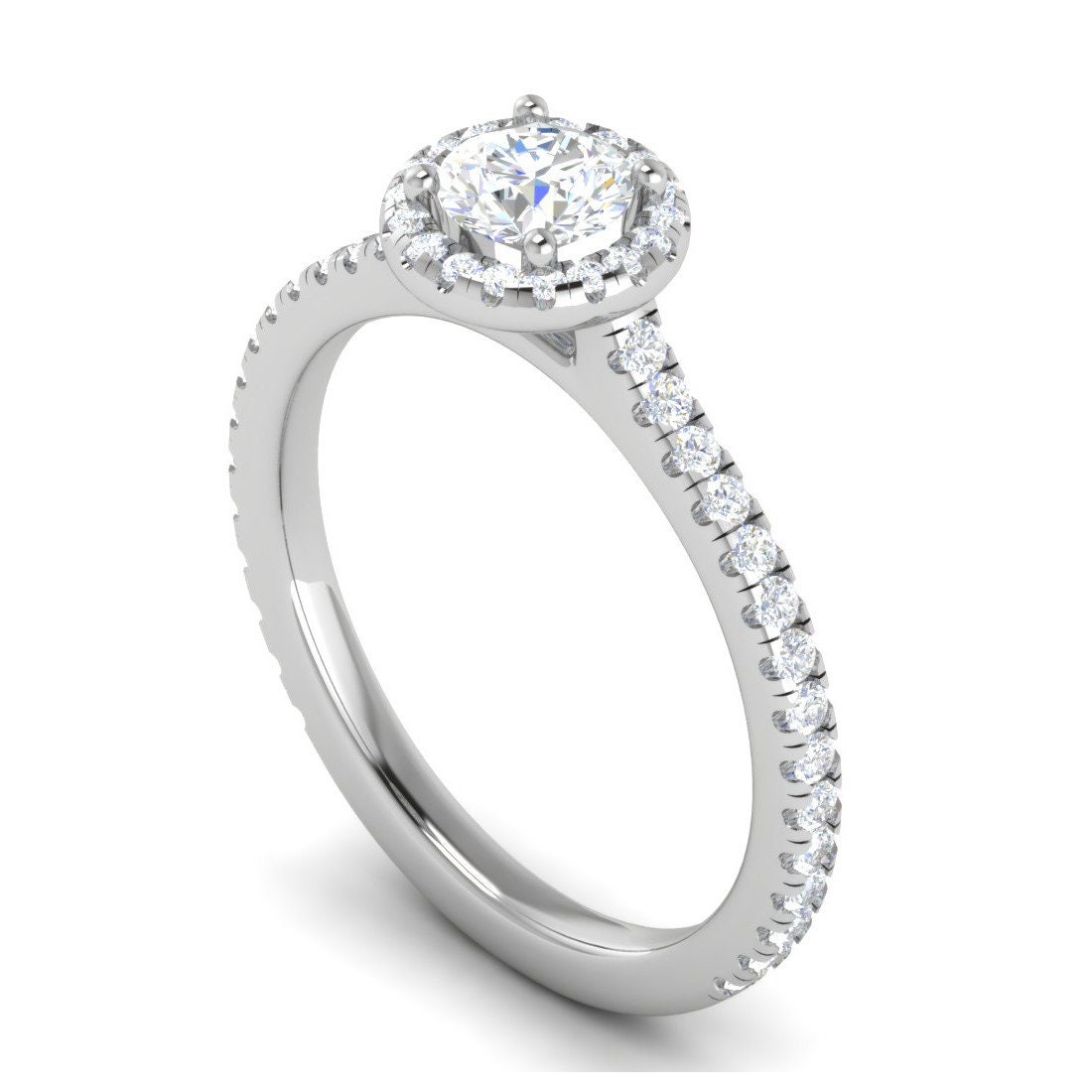 0.50 Cts Solitär Halo Diamant Schaft Platin Ring Jl Pt Rh Rd 182 von Jewelove