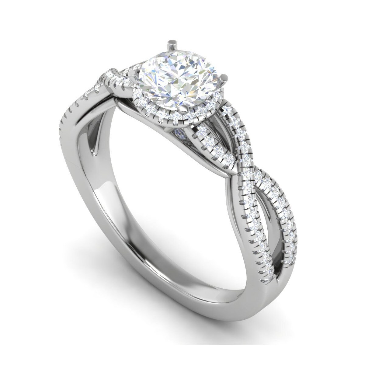 0.50 Cts Solitaire Single Halo Diamond Split Shank Platin Diamant Ring Jl Pt Rh Rd 193 von Jewelove