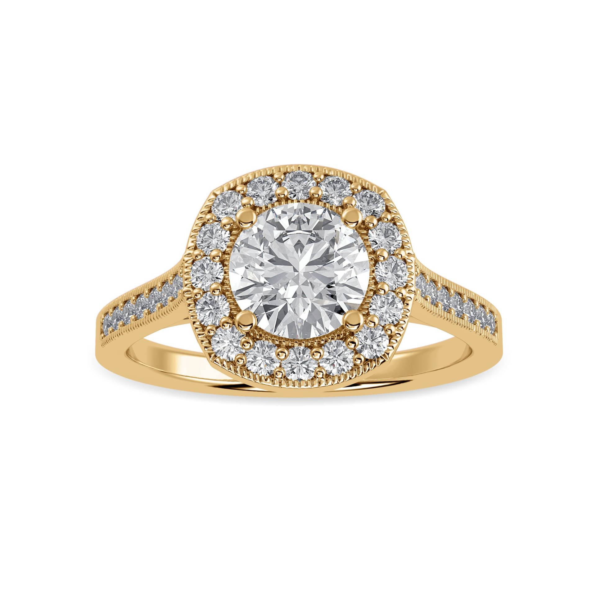 1 Karat Solitär Halo Diamant Schaft 18K Gelbgold Ring Jl Au 1332Y-C von Jewelove