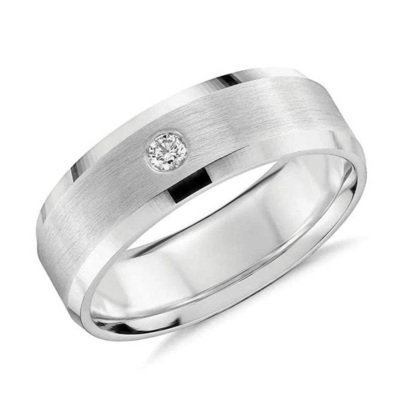7 Mm Designer Single Diamond Platinum Band Für Männer Jl Pt 475 von Jewelove