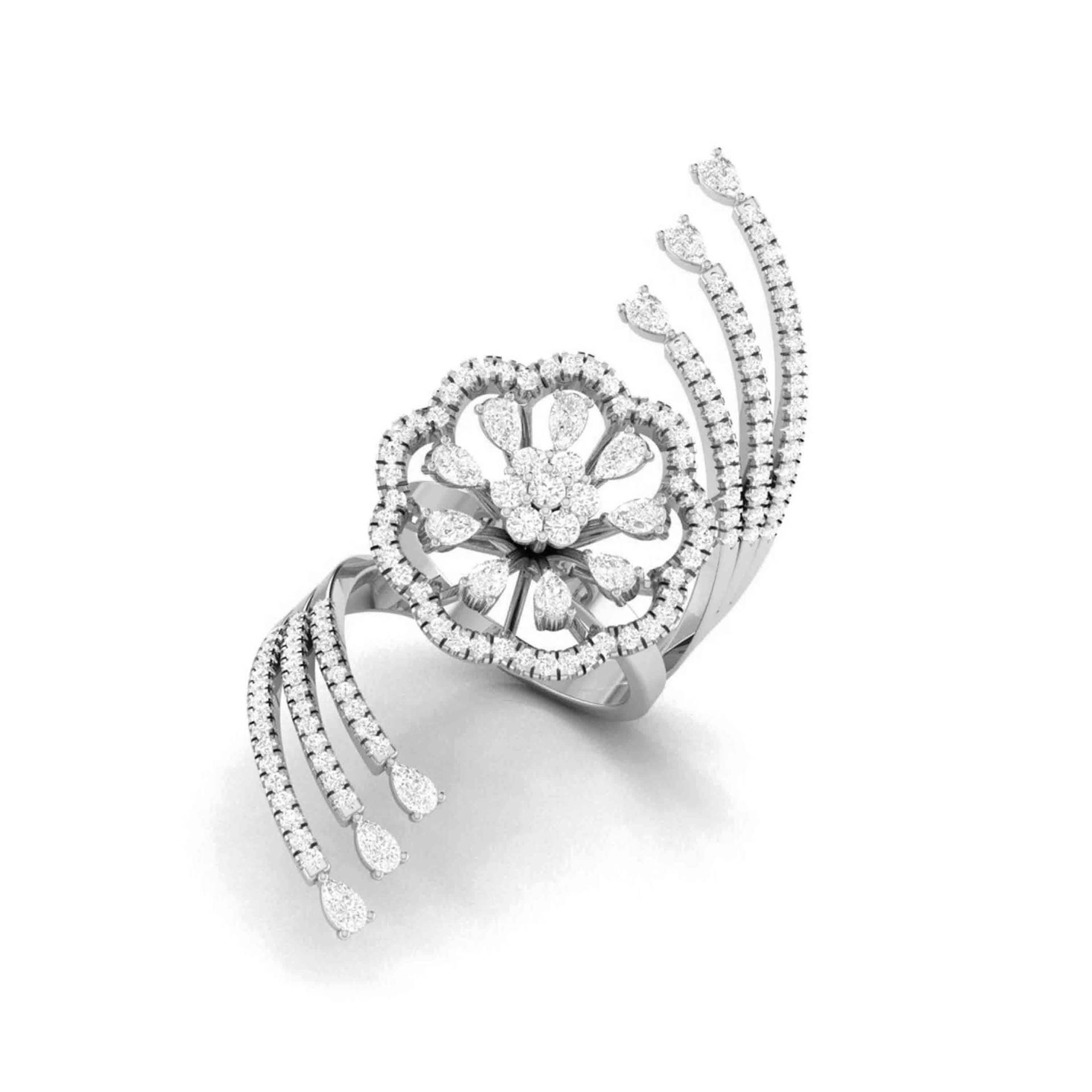 Designer Diamant Blumen Cocktail Ring in Platin Für Frauen Jl Pt R 006 von Jewelove