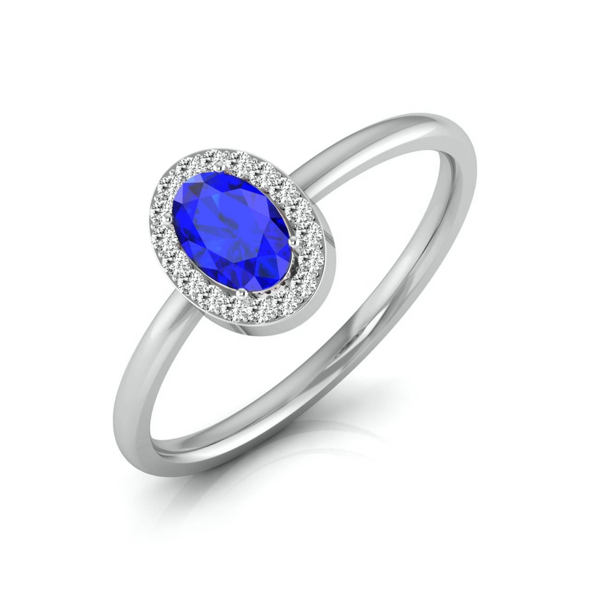 Oval Form Blauer Saphir Platin Diamant Verlobungsring Jl Pt Lr 7027 von Jewelove