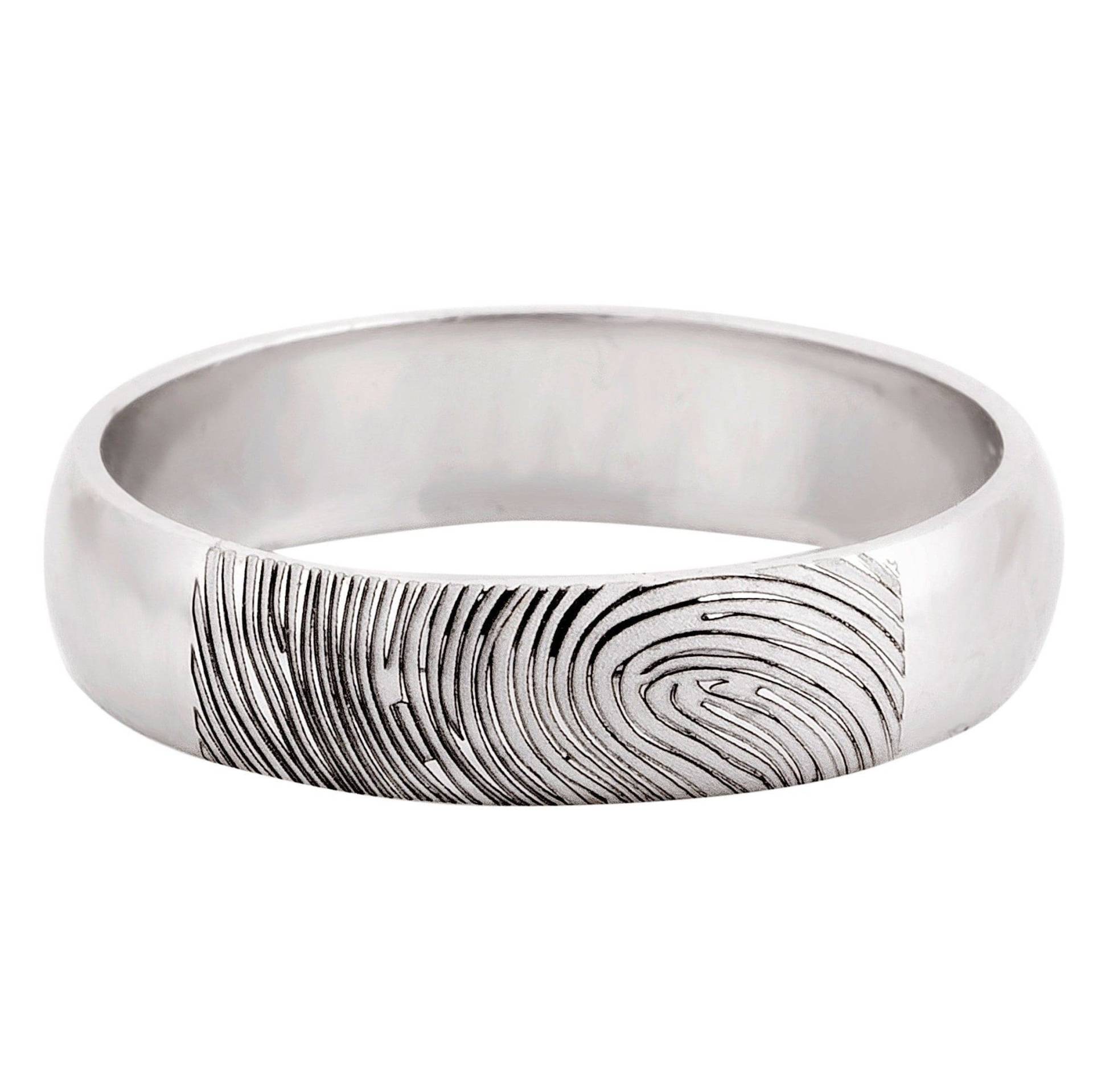 Personalisierte 6mm, 4mm Fingerabdruck Gravierte Platin Ringe Für Paare von Jewelove