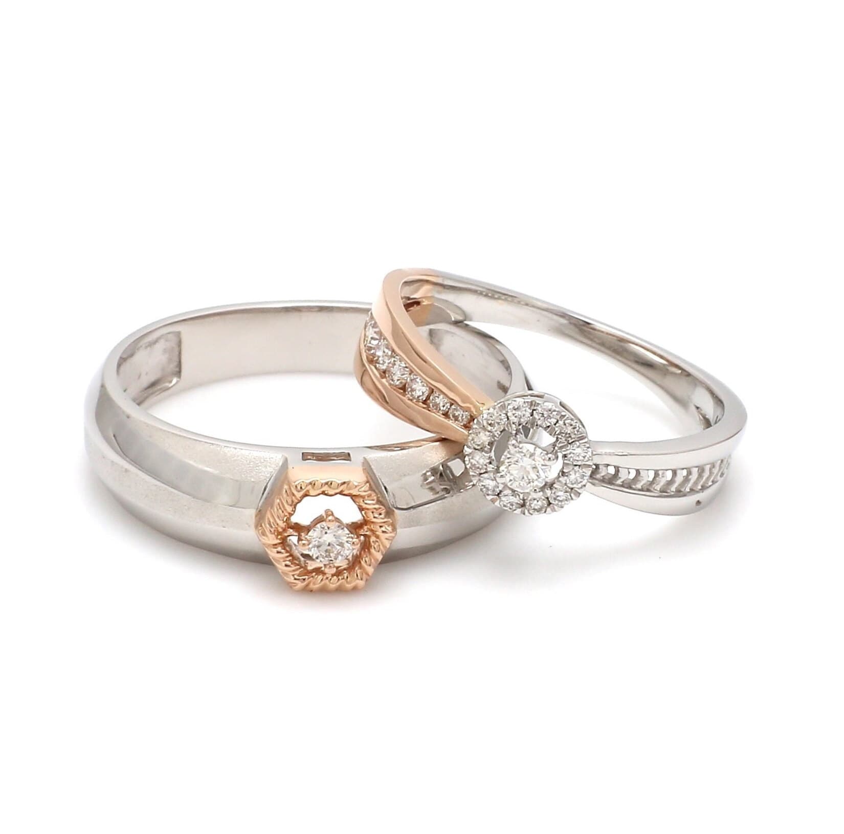 Platin & Rosegold Paar Ringe Mit Diamanten Jl Pt 998-Rg von Jewelove