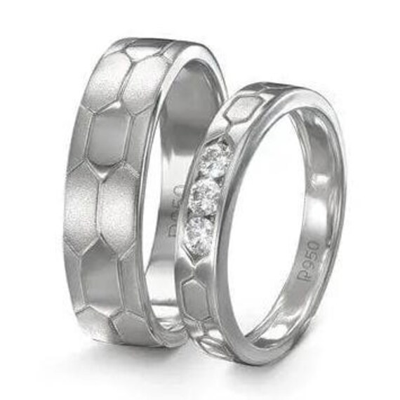 Sechseckiges Texturiertes Platinum Love Bands Jl Pt 422 von Jewelove