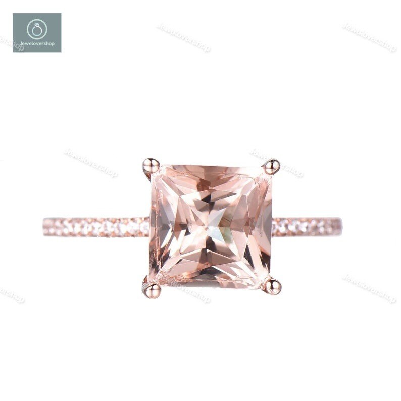 14K Rose Gold Morganit Verlobungsring Ring Vintage Stil Art Deco Band Sterling Silber Rosa Edelstein Versprechen 14K Rose Gold Morganit Verlobungsring Ring Vintage Stil Art Deco Band Sterling Silber Rosa Edelstein Versprechen von Jewelovershop