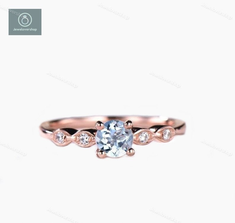 Aquamarin Ring, Halbe Ewigkeit Ehering, März Geburtsstein Art Deco Cz Jahrestag Geschenk Ring von Jewelovershop