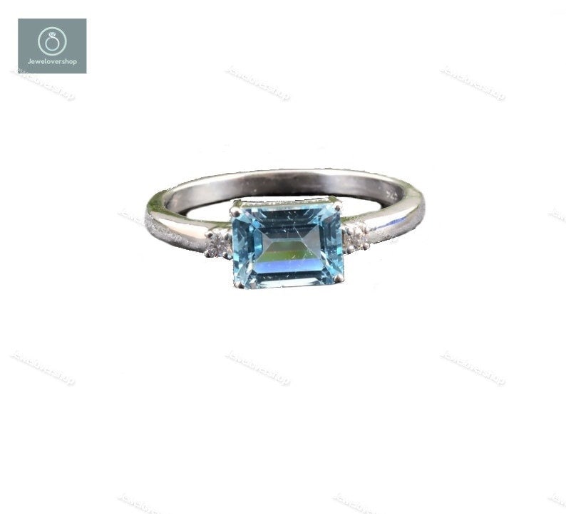 Aquamarin Ring, Personalisierter Geburtsstein Schmuck, Gold Ringe, Edelstein Sterling Silber, Natürlicher Aquamarin, Geschenk Für Sie von Jewelovershop