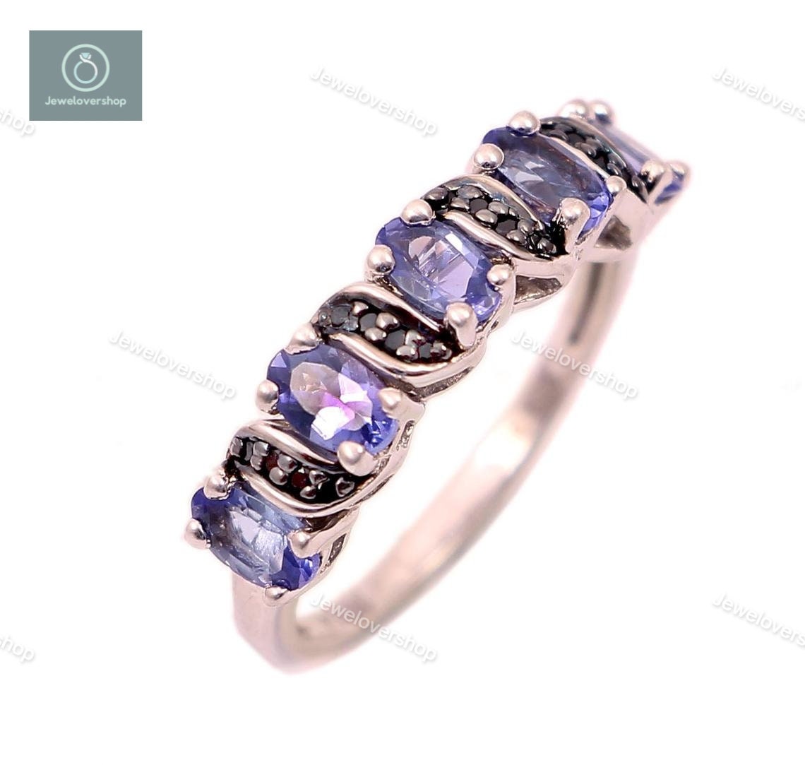 Blaue Tanzanite Brautring, Platin Vergoldet Sterling Silber Ring, Ehering, Verlobungsring, Dezember Birthstone von Jewelovershop