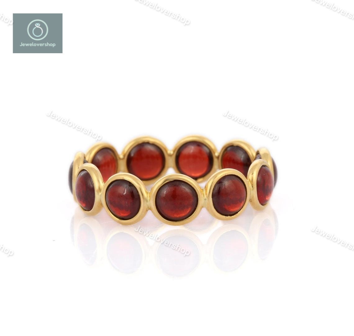 Granat Ring, Ewigkeit Band Natürliche Januar Birthstone Sterling Silber Rote Band, Jahrestag Geschenk Ring von Jewelovershop