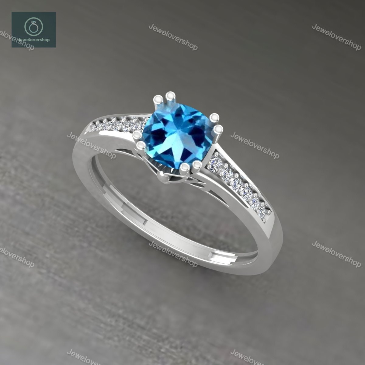 London Blautopas Ehering, 925 Sterling Silber Ring, Geschenk Für Mama von Jewelovershop