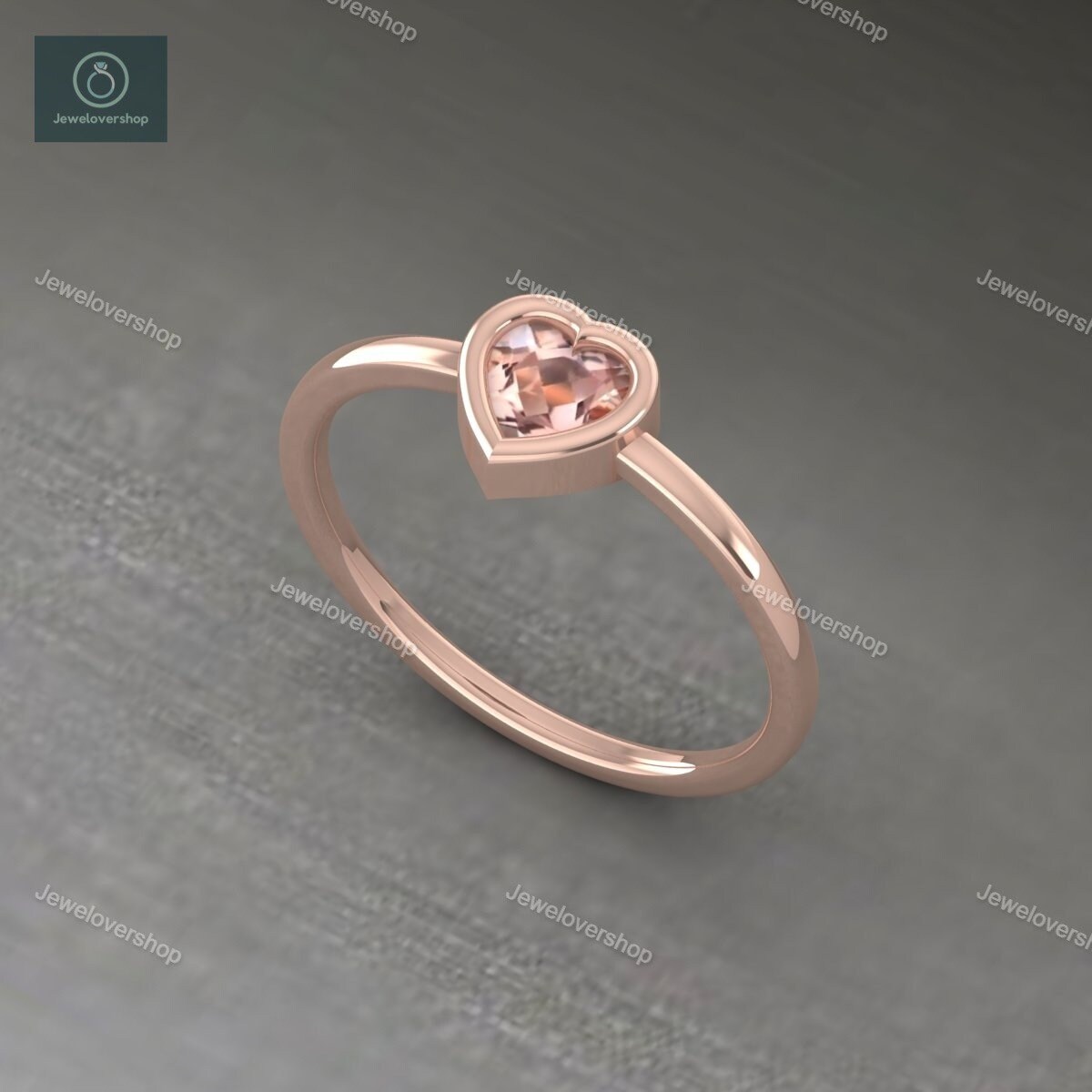 Morganit Verlobungsring 14K Rose Gold Ehering 6mm Herzform Pink Ring Brautring Silber Edelstein von Jewelovershop