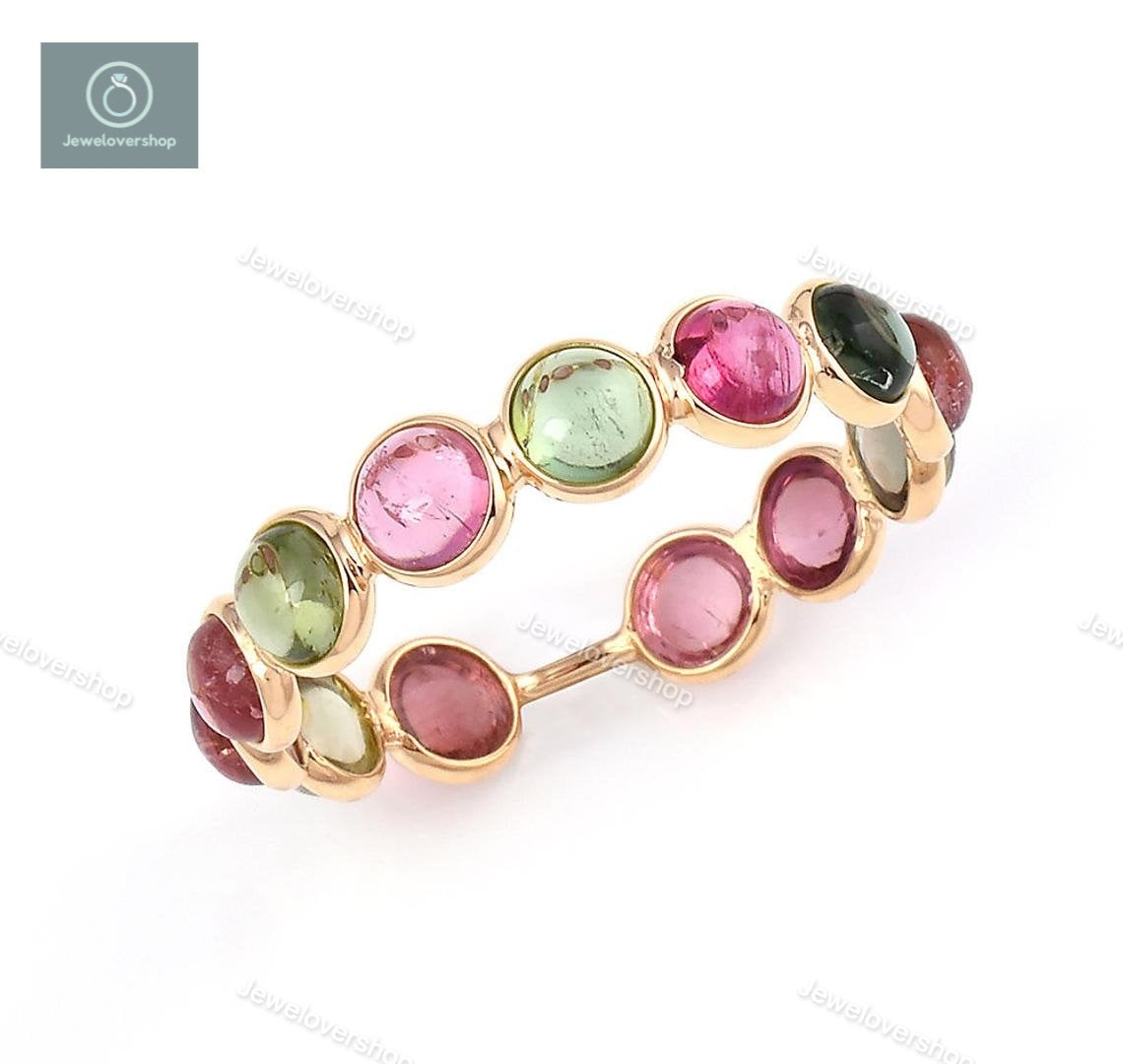 Multi Turmalin Ring, Edelstein-Ring, Statement-Ring, Stapelbare Ring Für Frauen, 18 K Gold Handgemachte Jahrestag Sie von Jewelovershop