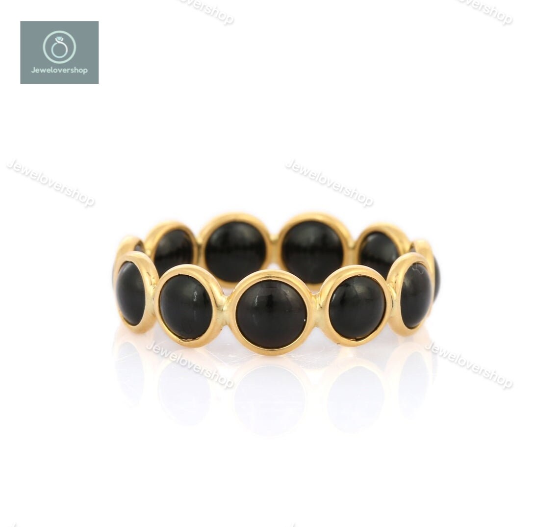 Natürliche Schwarze Onyx Ring, Handgemachte Silber 925 Sterling Runde Schwarz Dezember Birthstone Versprechen Ring Geschenk von Jewelovershop