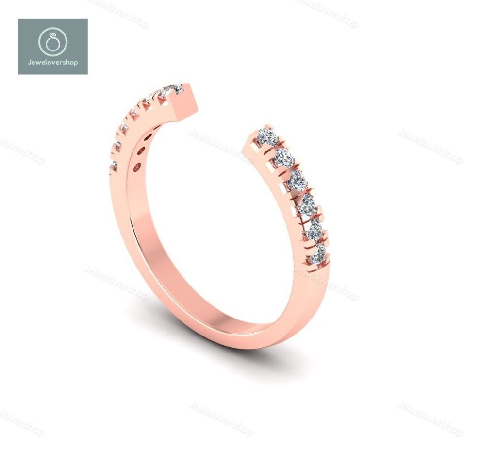 Offener Spalt Sterling Silber Ehering, Geburtsstein Band, Cz Dünnes Stapel Passendes Full Eternity Ring von Jewelovershop