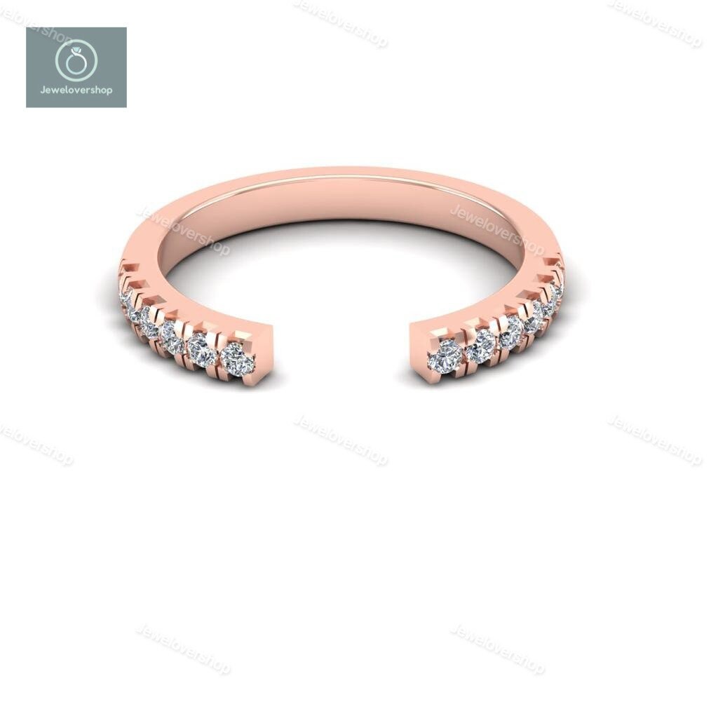 Offener Spalt Sterling Silber Ehering, Geburtsstein Band, Cz Dünnes Stapel Passendes Full Eternity Ring von Jewelovershop