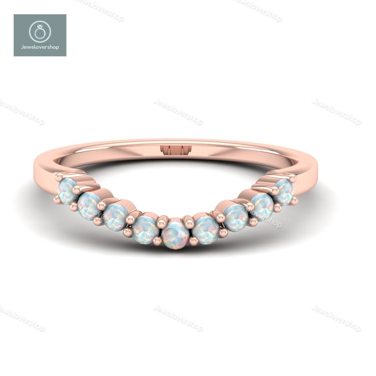 Opal Ehering, Band Für Frauen, 14K Rosegold Band, Gewölbtes Hochzeitsband, Stacking Passendes Verlobungsring Frauen von Jewelovershop