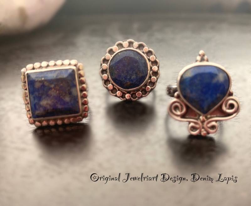 Denim Lapis Ring/Einzelstück Ring/Handwerker Edelstein Ring/Geschenk/Boho Ring/Gratis Us Schiff von Jewelriart