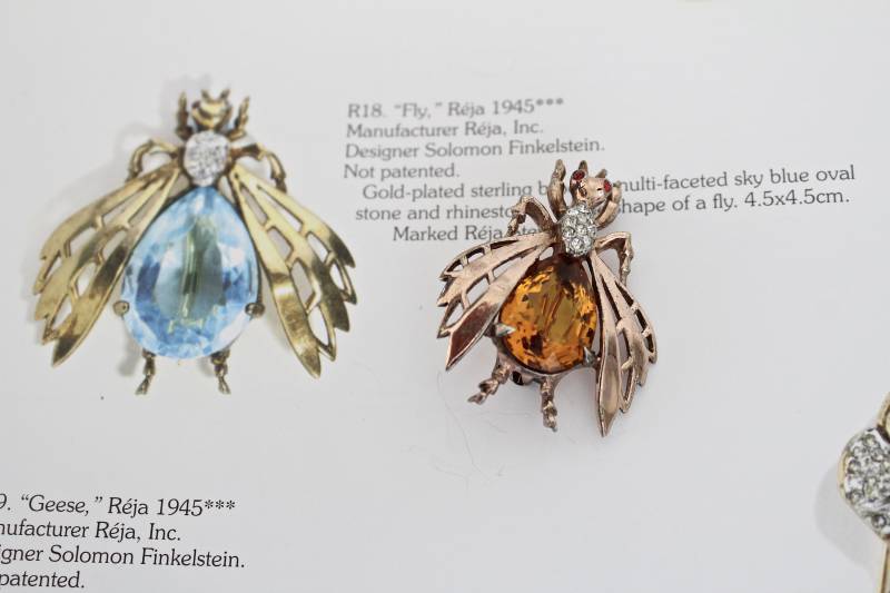 1950S Seltene Reja Sterling/Gold-Wash Biene/ Fliege/Insekt/Figural Brosche Mit Facettiertem Topas Strass Bauch #1859 von Jewelrin