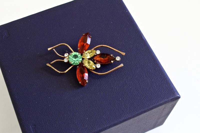 1950S Sterling By Corocraft Insect/ Fliege/Biene Große Brosche Mit Strass #2045 von Jewelrin