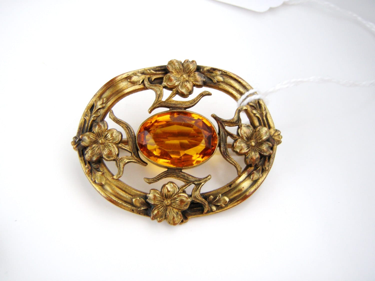 Vintage Jugendstil Brosche Aus Messing Anstecknadel, Eif Co von Jewelrin