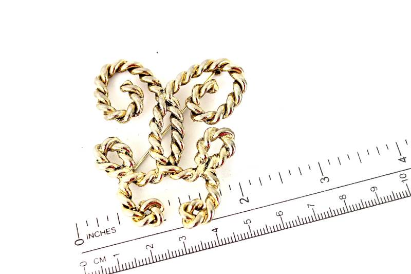 Guerlain Gold Ton Monogram Logo Brosche/ Couture Designer Brosche # 1526/2 von Jewelrin