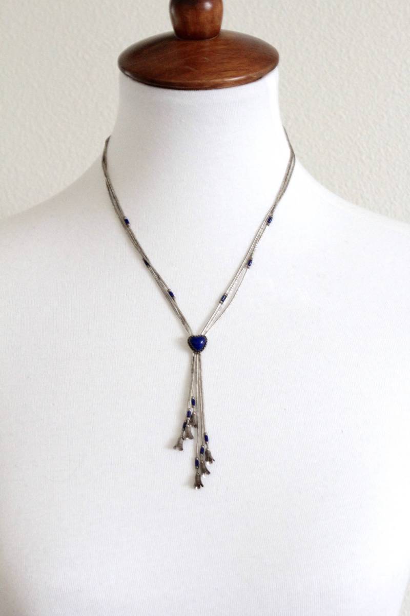 Lapis Quaste Sterling Silber Halskette Mit Mehreren Strängen #1968 von Jewelrin