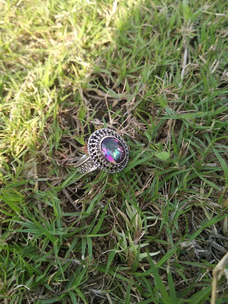 Anneau De Topaze Mystique, Anneau En Argent Sterling, Extrémité Rainbow, Promesse, Bague Fiançailles, Cocktail Anneau De Topaze Mystique, Anneau En Argent Sterling, Extrémité Rainbow, Promesse, Bague Fiançailles, Cocktail von Jewelry4saleShop