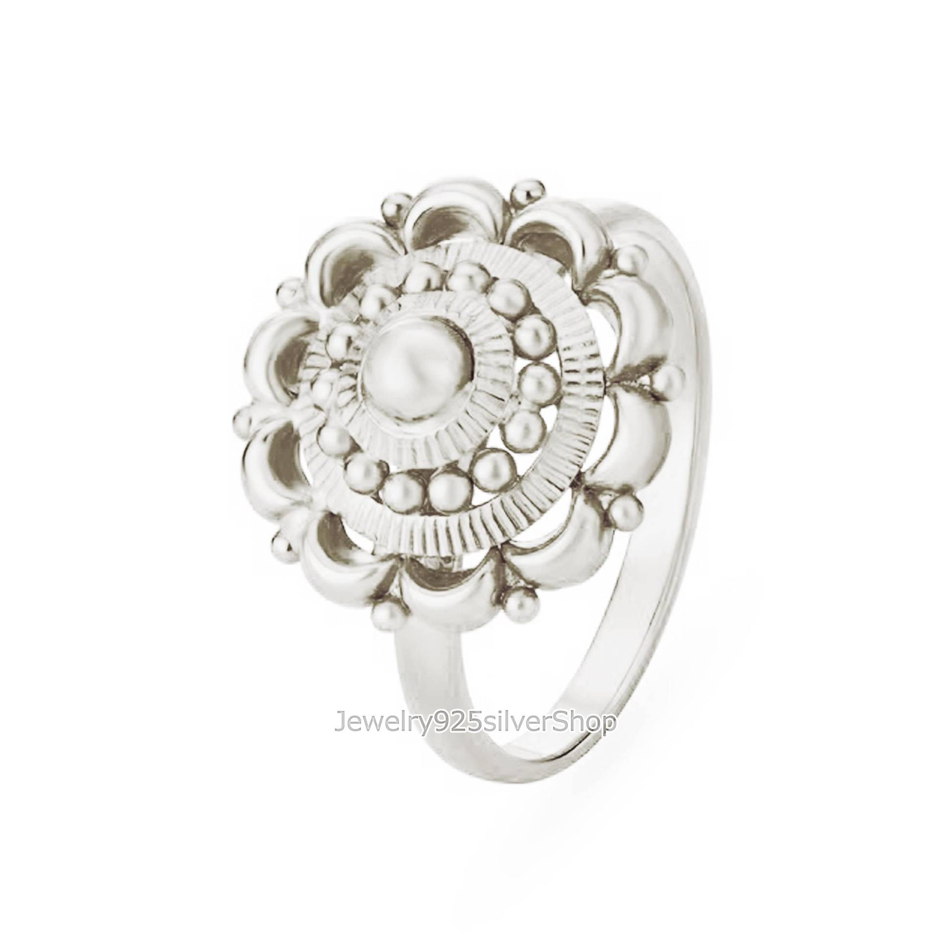 Floral Finger Ring, Traditioneller Handgemachter 925 Sterling Silber Vintage-Stil Frauen Ring von Jewelry925silverShop