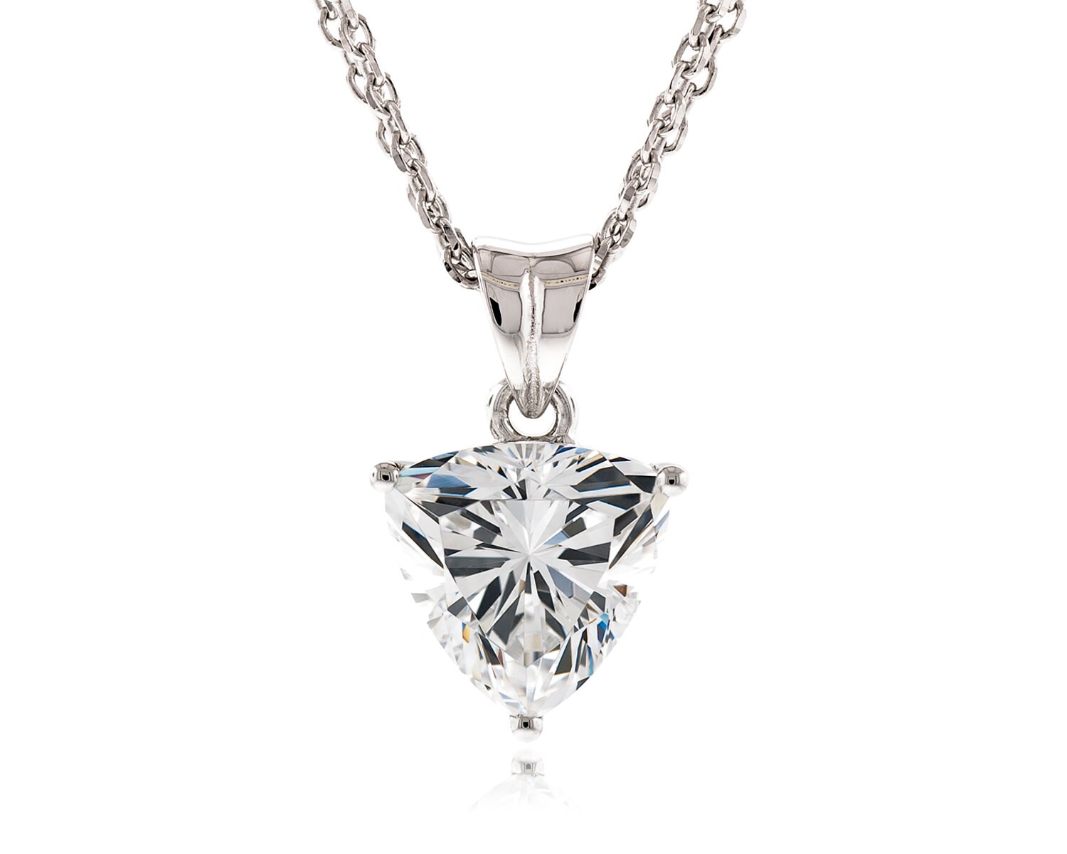 925 Silber Diamant Geschnitten Billion 8, 5x8, 5 Mm - 9x9Mm Simulierten Cz Anhänger Mit 18" Doppel Reihe Kette Halskette Rhodium Vergoldet 925 Silber Diamant Geschnitten Billion 8, 5x8, 5 Mm - 9x9Mm Simulierten Cz Anhänger Mit 18" Doppel Reihe Kette Halskette Rhodium Vergoldet von JewelryAcacia