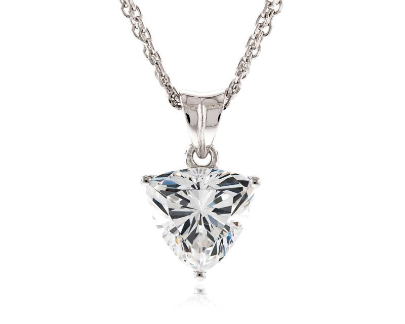 925 Silber Diamant Geschnitten Billion 8, 5x8, 5 Mm - 9x9Mm Simulierten Cz Anhänger Mit 18" Doppel Reihe Kette Halskette Rhodium Vergoldet von JewelryAcacia