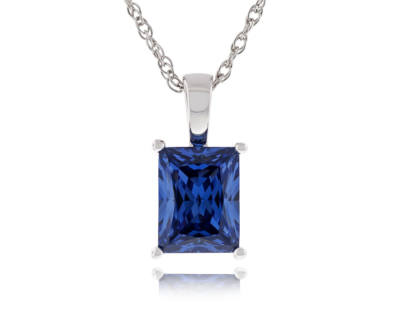 925 Silber Rechteckige Prinzessin Baguette Dia. Schnitt 8, 5 X 6, 5 Mm - 9X6Mm Tanzanite Farbe Cz Anhänger Mit 18" Seil Kette Halskette Rhodium 925 Silber Rechteckige Prinzessin Baguette Dia. Schnitt 8, 5 X 6, 5 Mm - 9X6Mm Tanzanite Farbe Cz Anhänger Mit 18" Seil Kette Halskette Rhodium von JewelryAcacia
