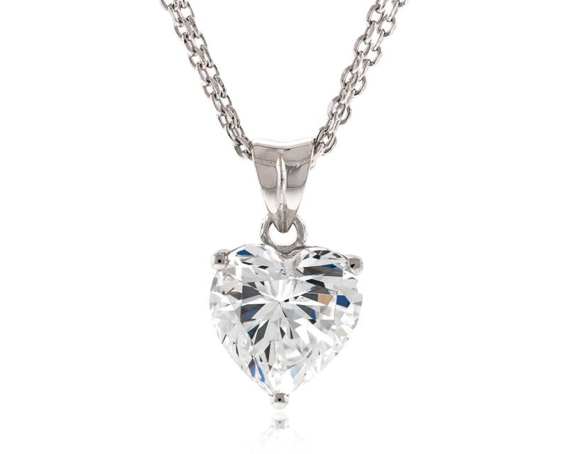 925 Silber Top Grade Dia. Geschnitten Herz 8, 5 X - 9X9mm Simuliertdiamant Cz Anhänger Mit 18" Doppel Reihe Geschnitten Kette Halskette Rhodium 925 Silber Top Grade Dia. Geschnitten Herz 8, 5 X - 9X9mm Simuliertdiamant Cz Anhänger Mit 18" Doppel Reihe Geschnitten Kette Halskette Rhodium von JewelryAcacia