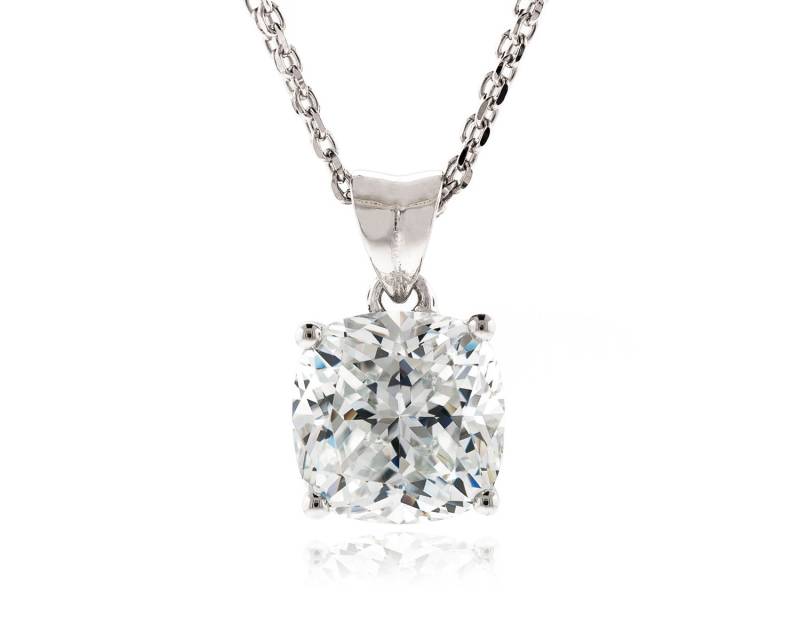 925 Silber Top Grade Dia. Geschnitten Kissen 8.5x8.5 - 9x9mm Simulierte Diamant Cz Anhänger Mit 18" Double Row Dia.cut Kette Halskette Rhodium 925 Silber Top Grade Dia. Geschnitten Kissen 8.5x8.5 - 9x9mm Simulierte Diamant Cz Anhänger Mit 18" Double Row Dia.cut Kette Halskette Rhodium von JewelryAcacia