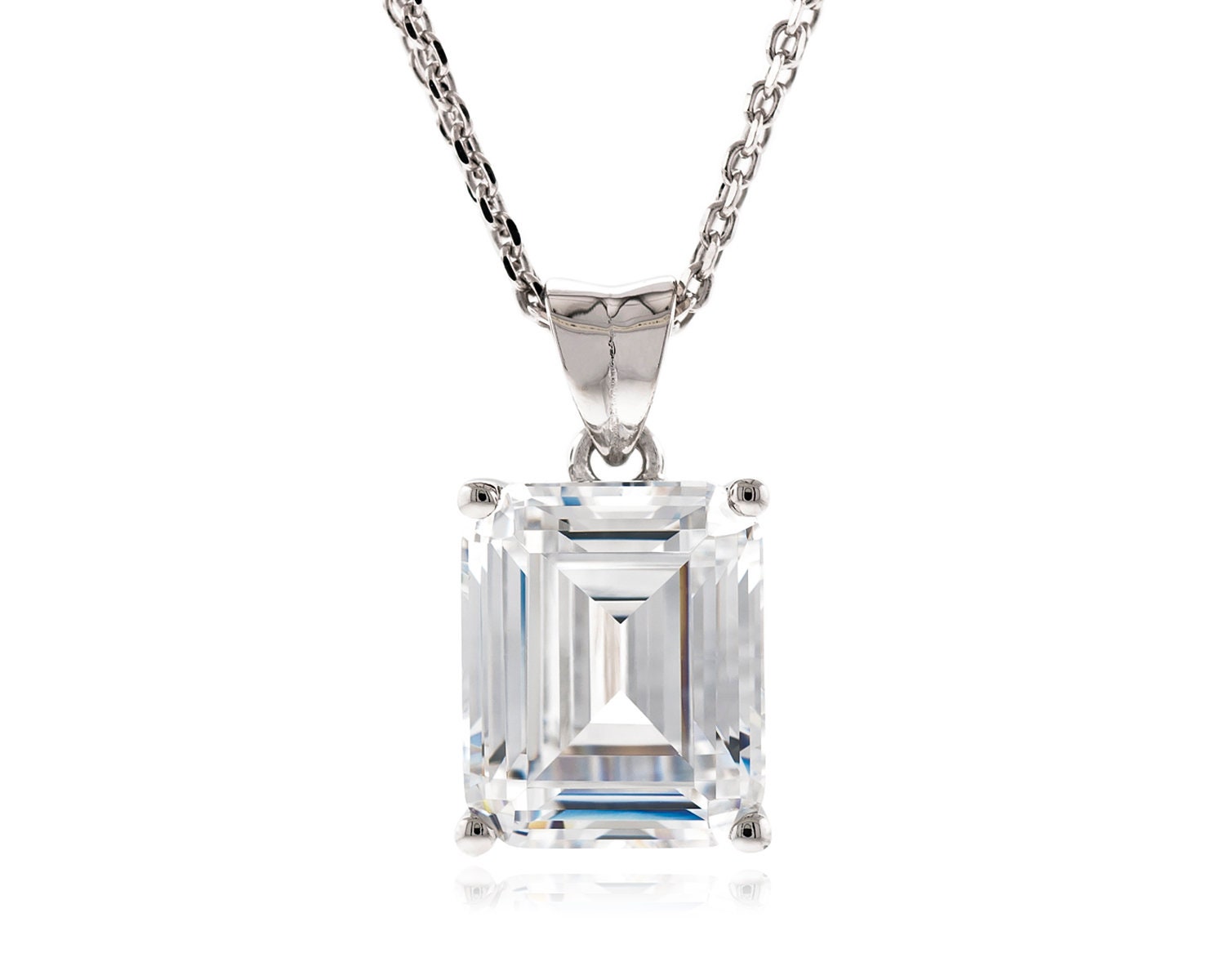 925 Silber Top Grade Schritt Geschnitten Octagon 10x8-11x9mm Simuliertdiamant Cz Anhänger Mit 18" Doppel Reihe Diamant Kette Halskette Rhodium 925 Silber Top Grade Schritt Geschnitten Octagon 10x8-11x9mm Simuliertdiamant Cz Anhänger Mit 18" Doppel Reihe Diamant Kette Halskette Rhodium von JewelryAcacia